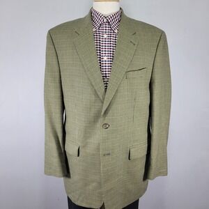 Chaps Ralph Lauren Men's Sport Coat Blazer Two Button Beige Silk Wool Size 44L